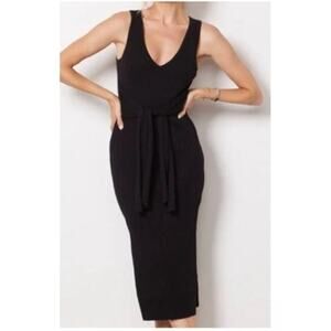 Good American Ribbed, Sleeveless, Sweater Dress Size: XS Color: Black